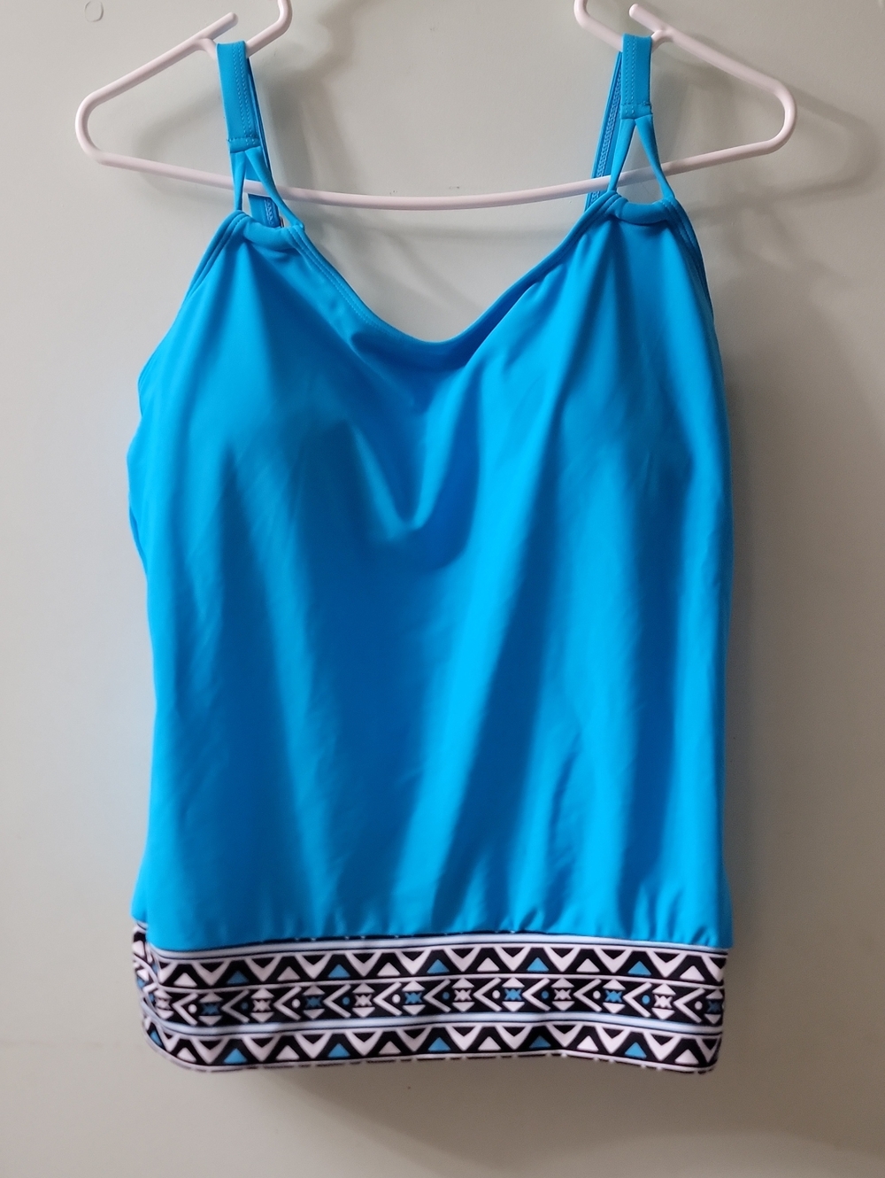 Women's  Bright Blue Women's Strappy Swimming Top with Patterned Hem Sz.1Xl